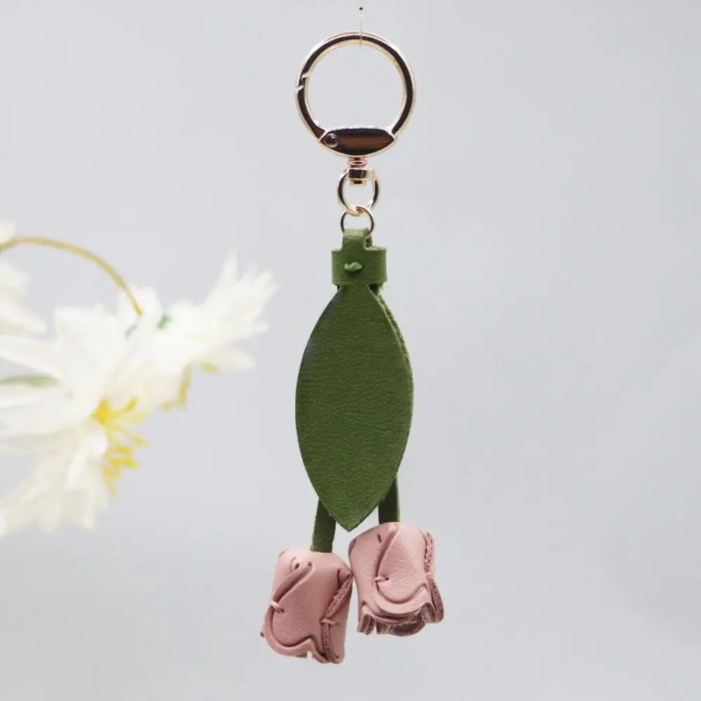 Tulip Bag Pendant PU Leather Floral Charm – Korean Style Bag Charm Pendant PLUSH