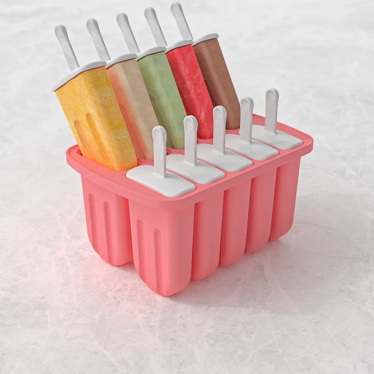 Silicone Popsicle Molds 10-Cavity Ice Pop Maker + 50 Sticks Ice Pop Mold PLUSH