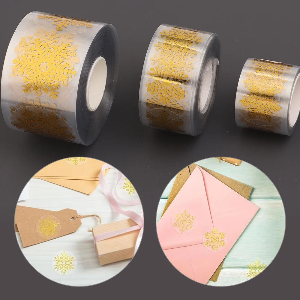 Gold Foil Christmas Snowflake Stickers – BOPP Gift Wrap Labels Decorative Sticker Labels PLUSH