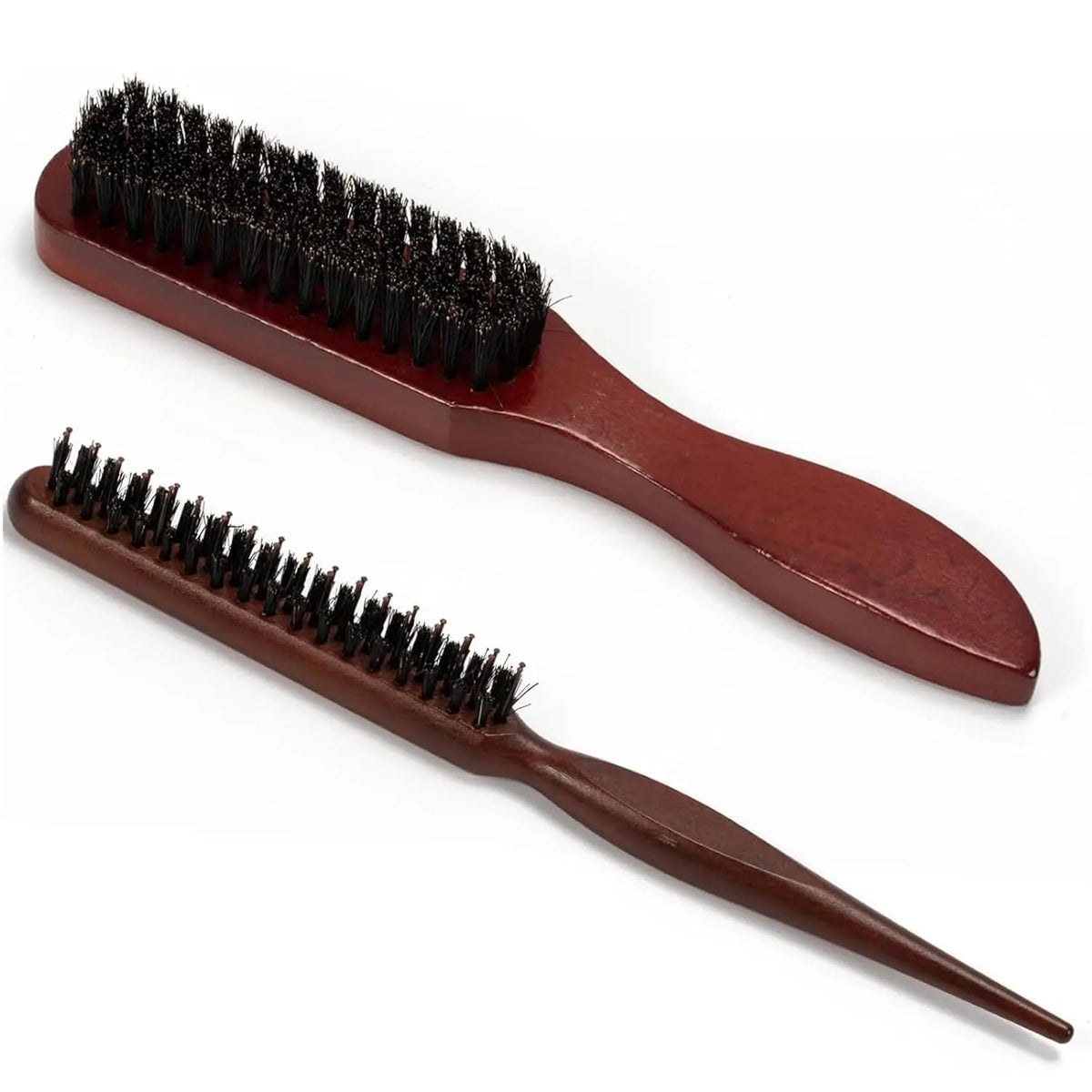 Wild Boar Bristle Hair Brush & Comb Set – Edge Control Styling Hair Brush Set PLUSH 2pcs