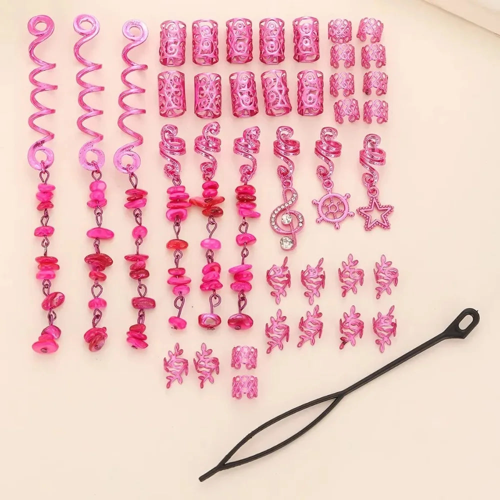 10pcs Rose Viking Spiral 3D Dreadlock Beads Hair Cuffs & Rings Dreadlock Hair Cuffs PLUSH