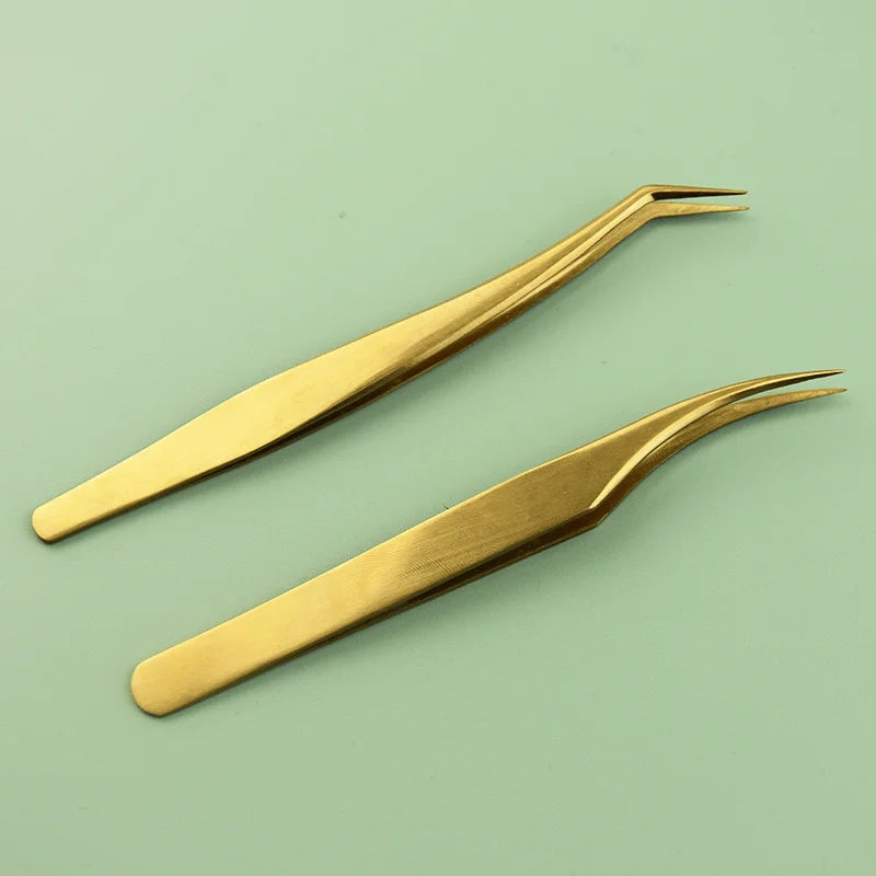 Ouriner Gold Eyelash Tweezers Set – Lash Extension Tool Kit Eyelash Tweezer Set PLUSH