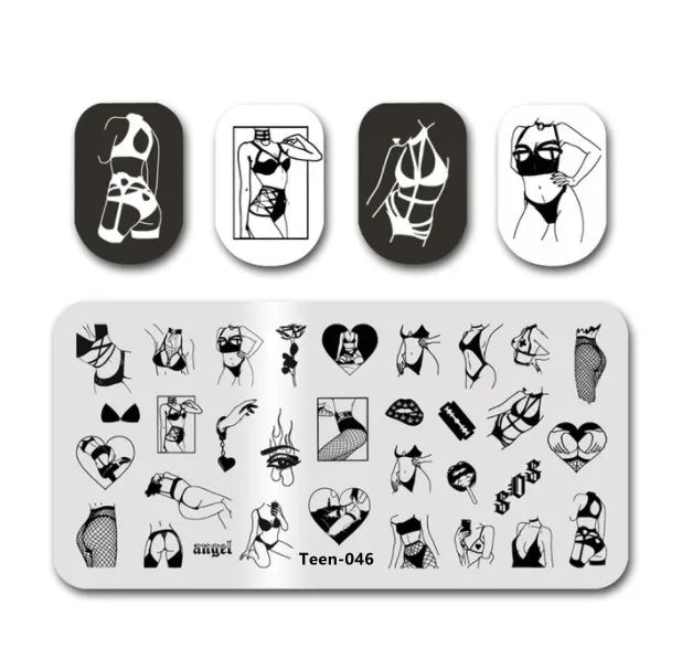 Nail Stamping Plates – Marble Leaves & Animals Stencils Nail Stamping Plate PLUSH DXEFV-46
