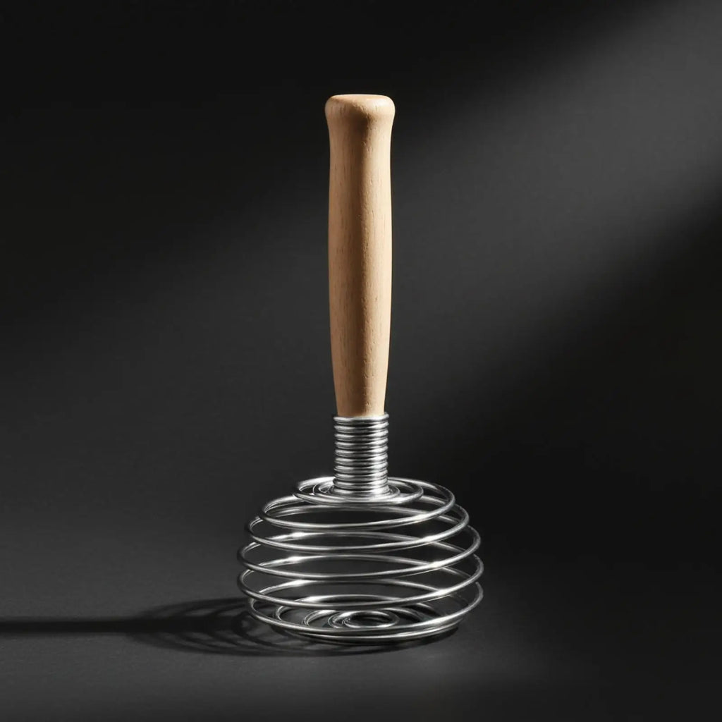 17cm Stainless Steel Coil Hand Whisk with Wooden Handle Kitchen Whisk PLUSH