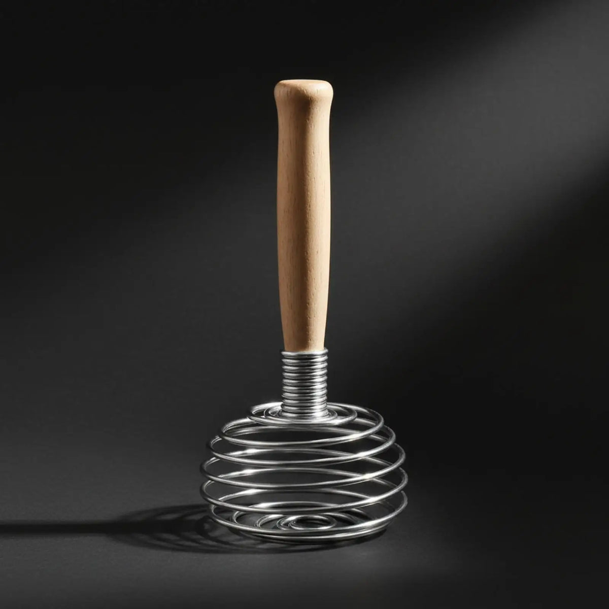 17cm Stainless Steel Coil Hand Whisk with Wooden Handle Kitchen Whisk PLUSH