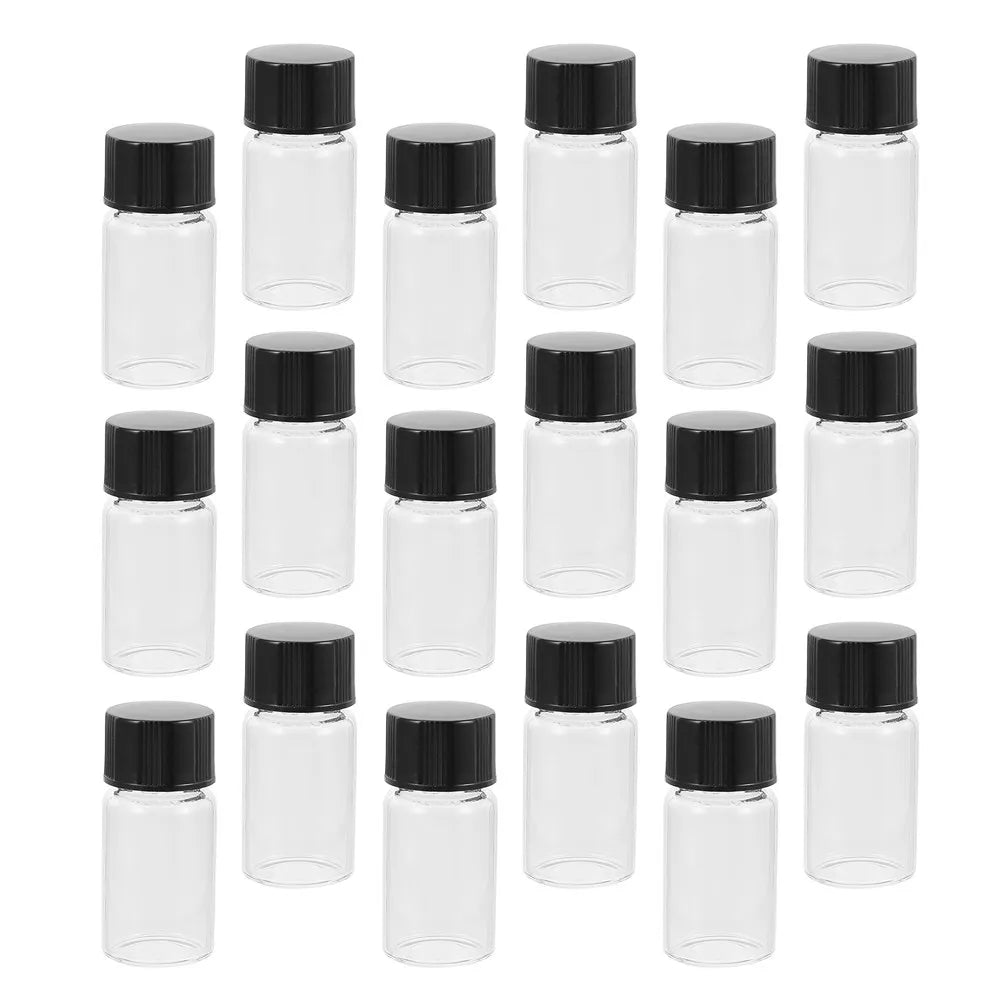 20pcs Glass Lab Sample Vials 3ml with Lids – Clear Reagent Bottles Lab Sample Vials PLUSH