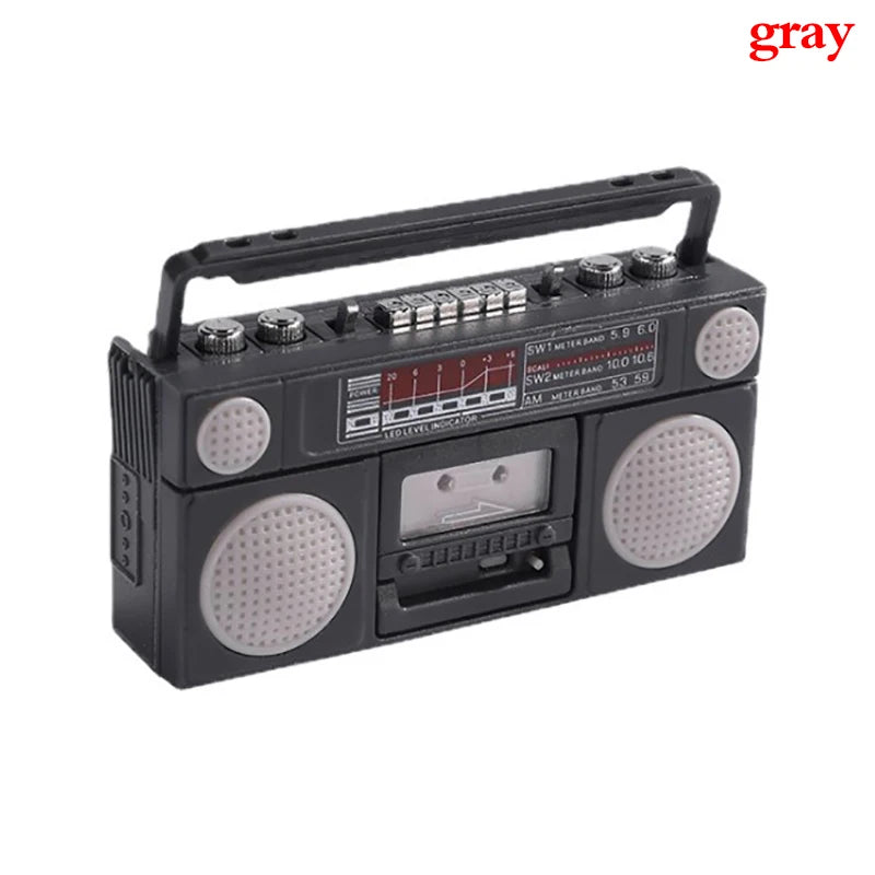 Dollhouse Mini Nostalgic Radio & Tape Recorder Model Toy Dollhouse Miniature PLUSH Gray
