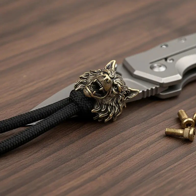 Wolf Head Brass Bead Charm – DIY Paracord & Bracelet Pendant Jewelry Bead Charm PLUSH