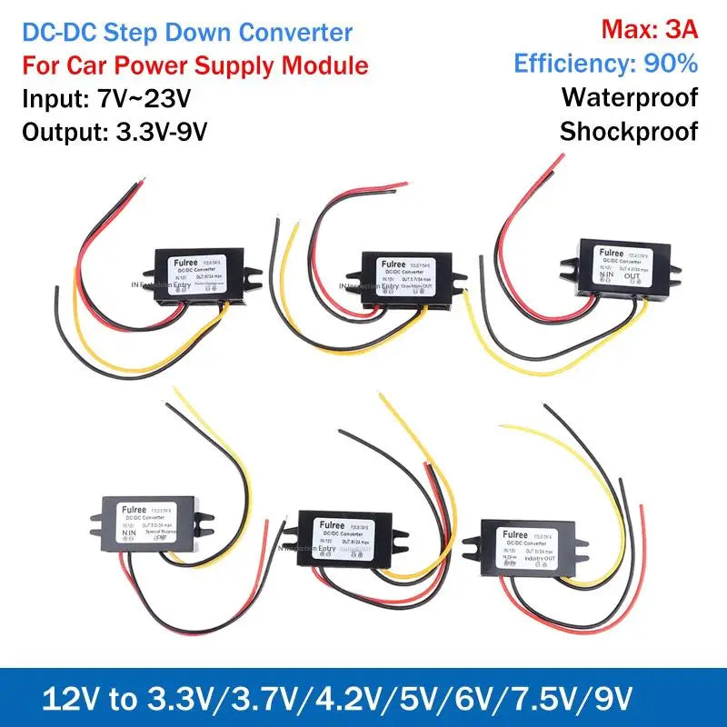 DC 12V Waterproof Voltage Converter – 3.3V to 9V Car Power DC Voltage Converter PLUSH