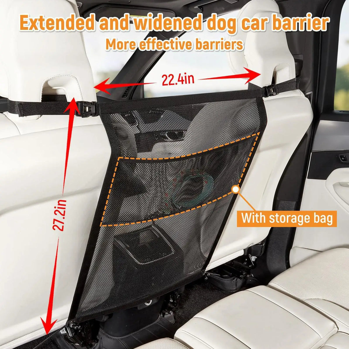 Pet Car Barrier Dog Divider Mesh Net – Back Seat Safety Guard Dog Car Barrier PLUSH