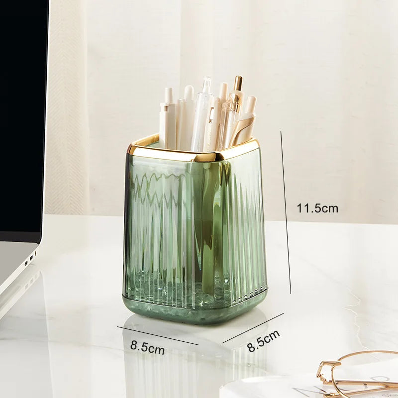 Desktop Makeup Brush Holder & Cosmetic Organizer Box Makeup Brush Organizer PLUSH green