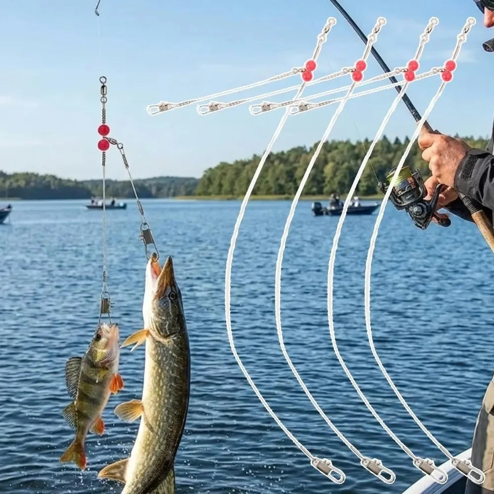 6pcs Pre-Made Fishing Leader Rigs – Abrasion-Resistant Nylon Fishing Leader Rigs PLUSH