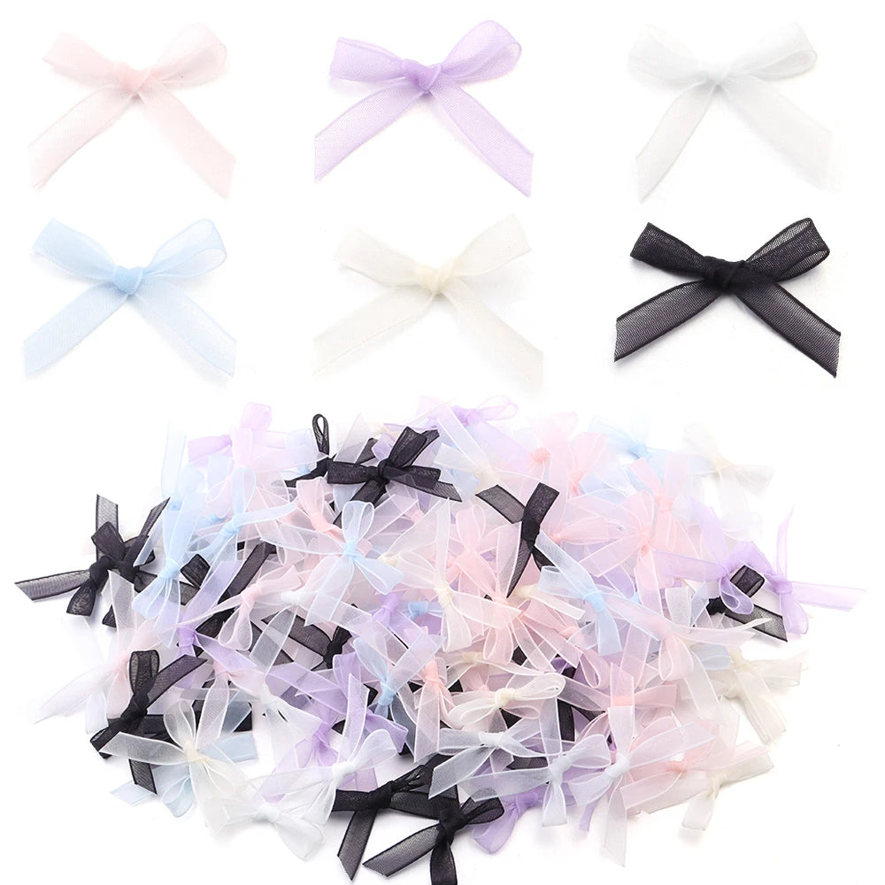 20pcs Mini Ribbon Bows – Colorful Polyester Bowknots for DIY Crafts Ribbon Bows PLUSH