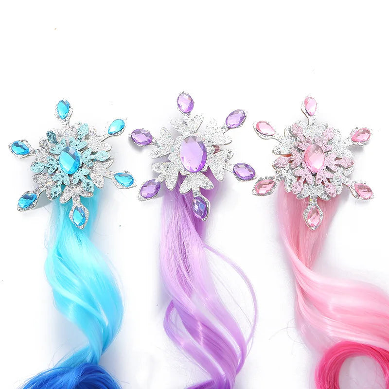 Girls Gradient Color Wig Hair Clip – Curly Princess Braid Kids Hair Clip PLUSH
