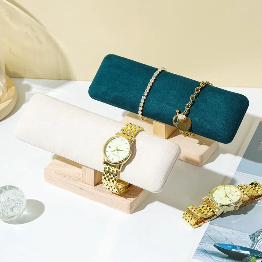 Velvet Wooden Bracelet Display Stand & Watch T-Bar Organizer Jewelry Display Stand PLUSH
