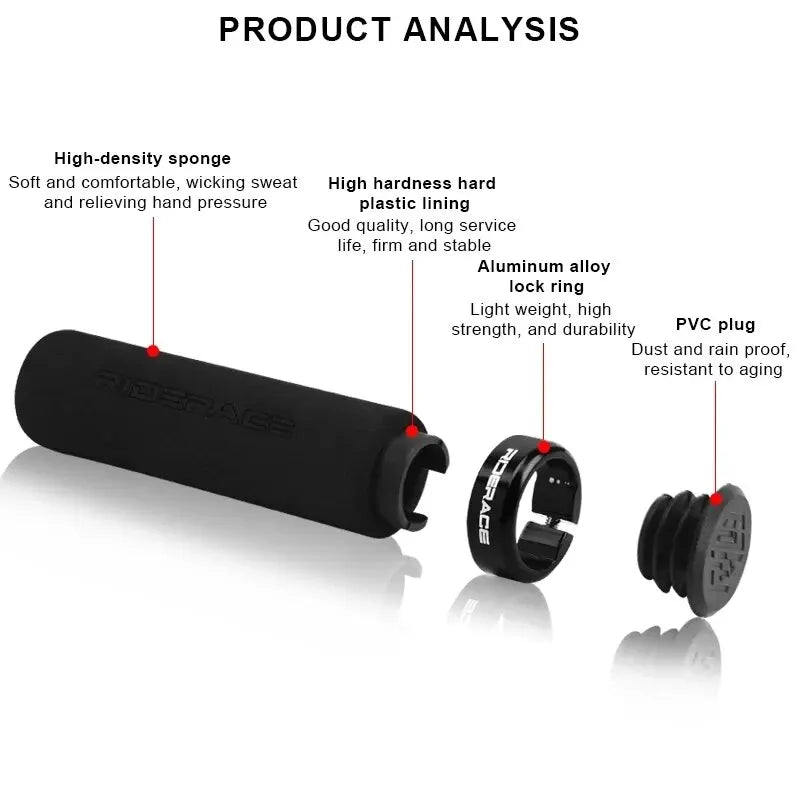 RIDERACE MTB Bicycle Handlebar Grips – Anti-Slip Sponge Bicycle Handlebar Grips PLUSH
