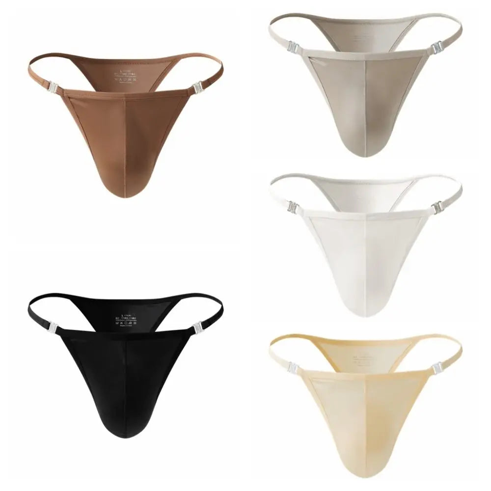 Men's Low-Rise T-Back Thong Briefs | Nylon Bikini Underwear Men's Thong Briefs PLUSH
