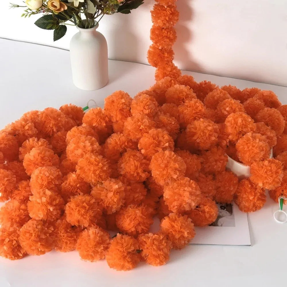 1.5m Marigold Garland – Halloween, Diwali & Wedding Decor Flower Garland PLUSH
