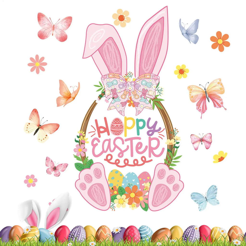 Easter Window Clings – Bunny, Eggs & Carrot Glass Stickers Window Clings PLUSH