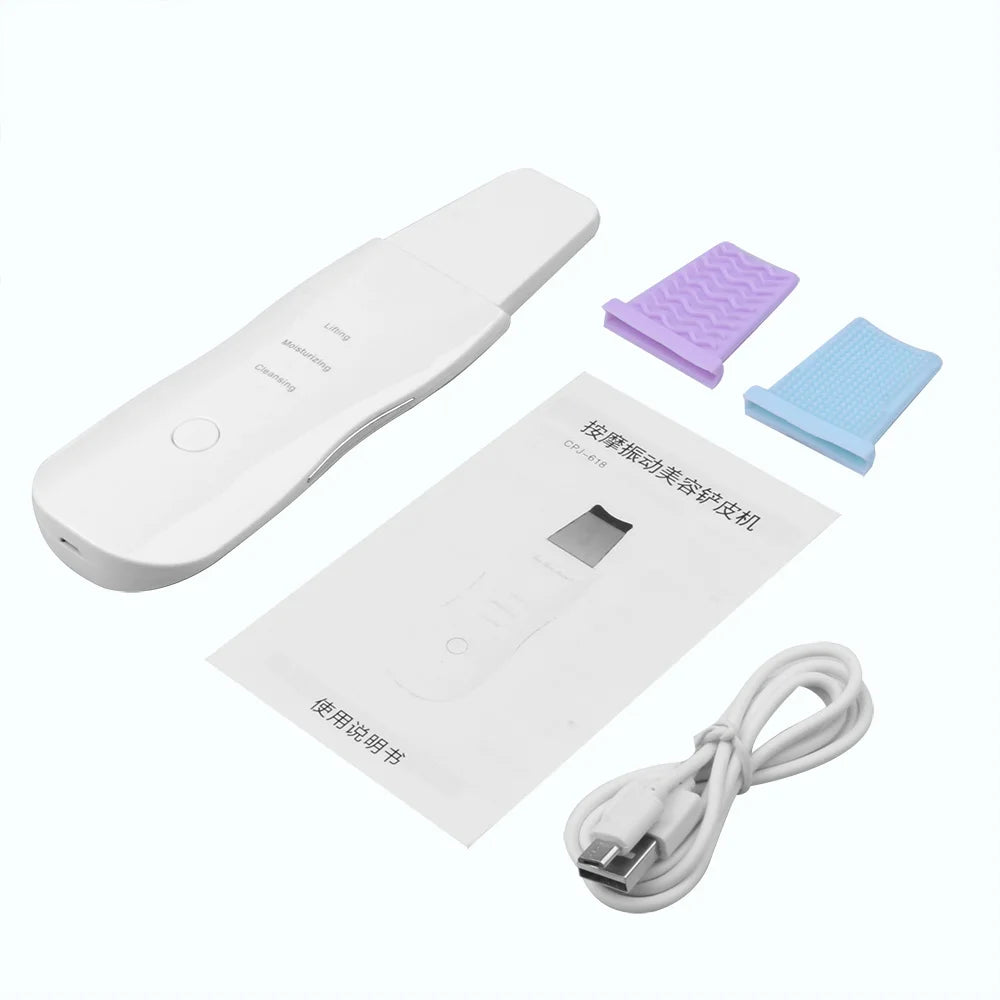 Ultrasonic Skin Scrubber Face Spatula – Blackhead Remover Facial Cleansing Device PLUSH vibrate-A1 China Mainland