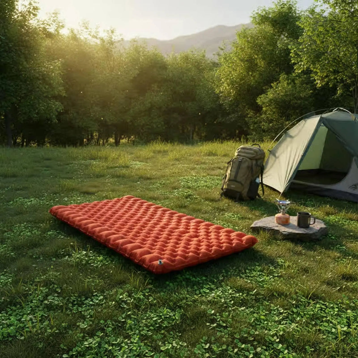 Ultralight Inflatable Camping Mat – Nylon TPU Double Sleeping Pad Inflatable Sleeping Pad PLUSH