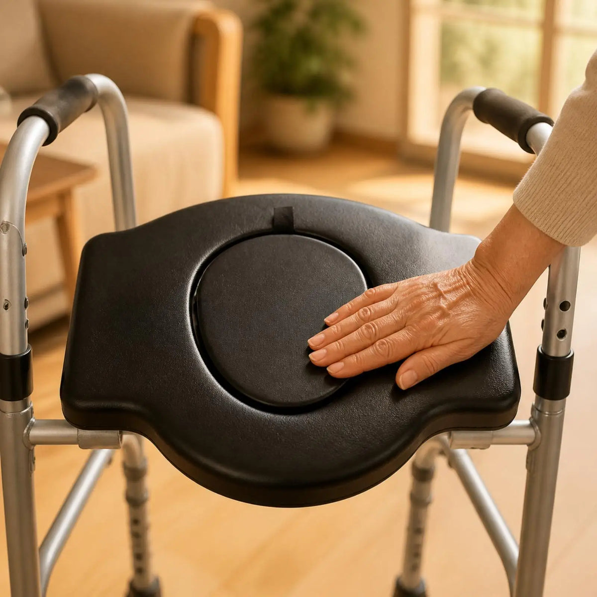 Contoured Walker Cushion with Strap – Leather Foam Seat Pad Walker Seat Cushion PLUSH