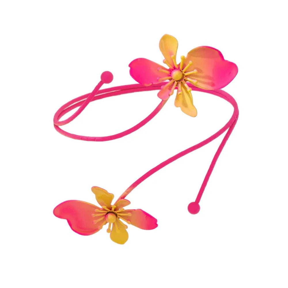 Colorful Floral Arm Cuff Open Bangle – Neon Gradient Armlet Arm Cuff Bangle PLUSH Rose Red