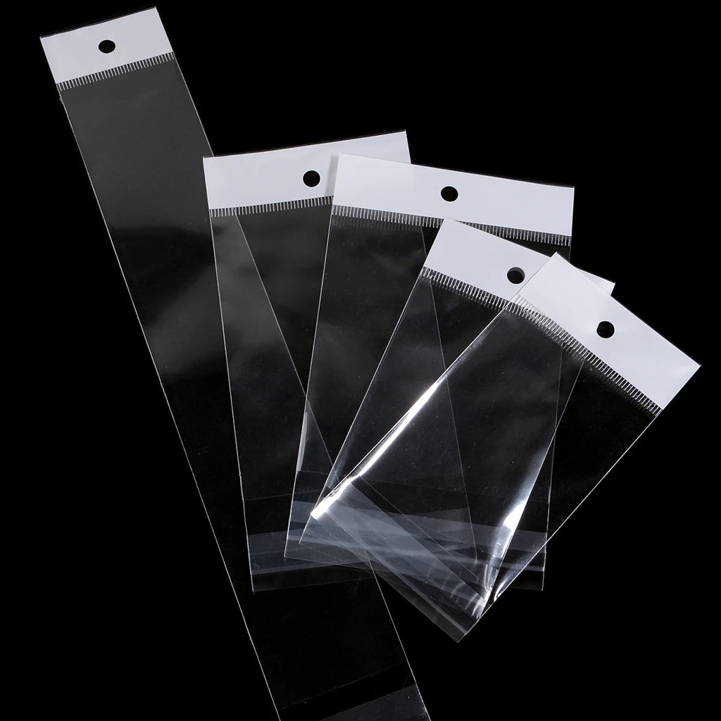 50pcs Clear OPP Self-Adhesive Bags with Hang Hole – Jewelry Pouches Jewelry Packaging Bags PLUSH