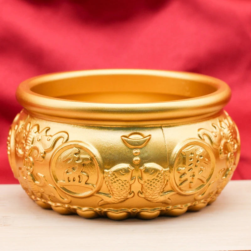 Brass Cornucopia Treasure Bowl Ornament – Good Luck Home Decor Desktop Home Ornament PLUSH
