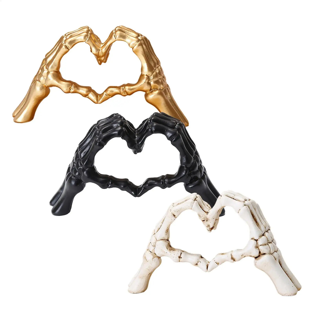 Skeleton Heart Hands Resin Sculpture – Gothic Desktop Decor Resin Desktop Sculpture PLUSH