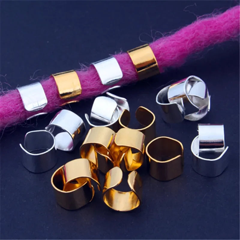10pcs Metal Dreadlock Hair Rings Beard Cuffs & Braid Beads Hair Ring Cuffs PLUSH