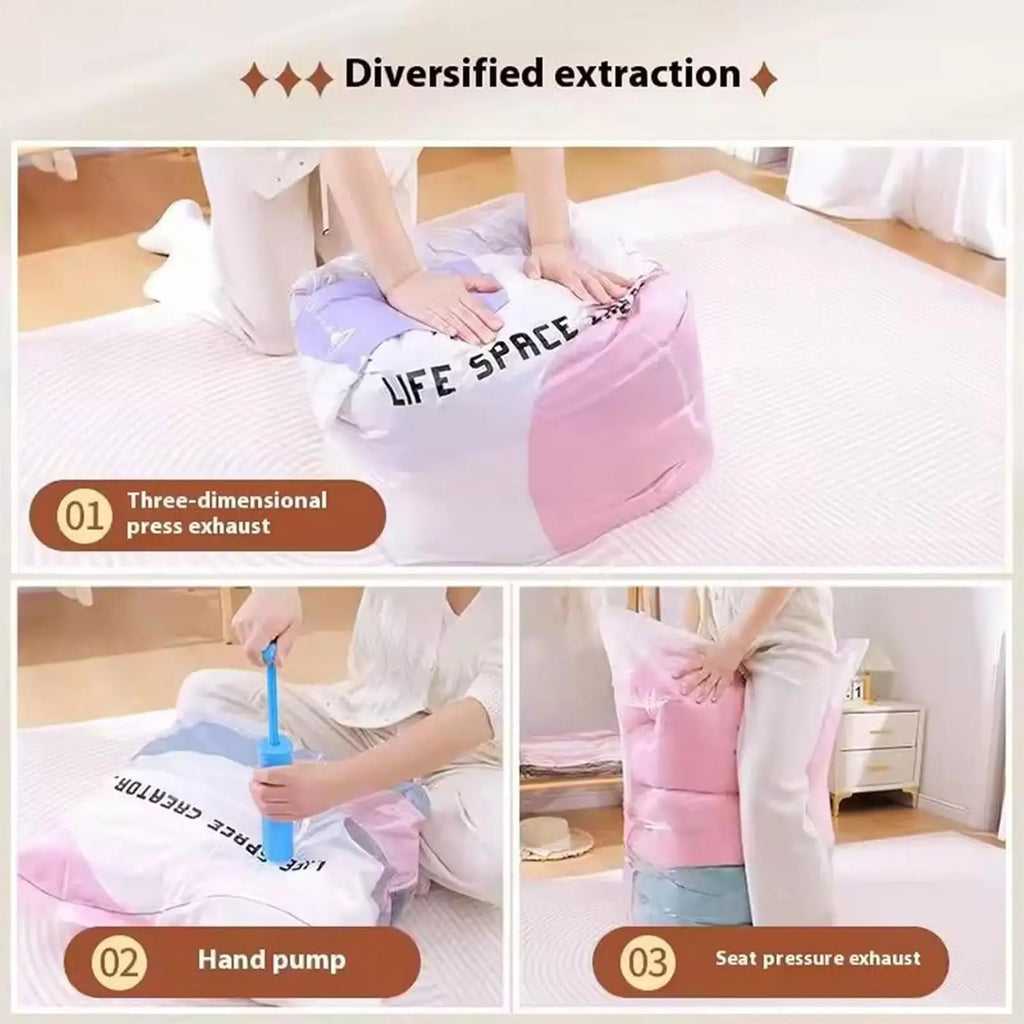 Large Vacuum Storage Bags No Pump – Clothes & Blanket Organizer Vacuum Storage Bag PLUSH