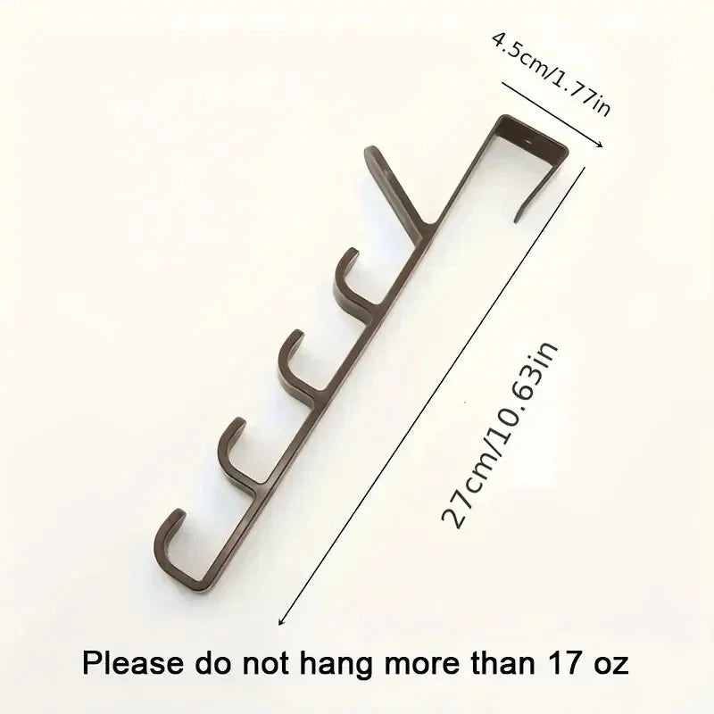 Over The Door Hanging Rack – 5-Hook Plastic Organizer Door Hook Rack PLUSH