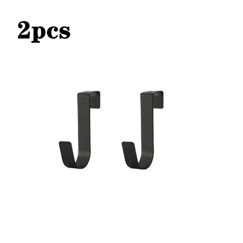 Multi-Purpose 4-Hook Cabinet Door Rack – Kitchen & Bathroom Over-Door Hook Rack PLUSH Black 2pcs XL