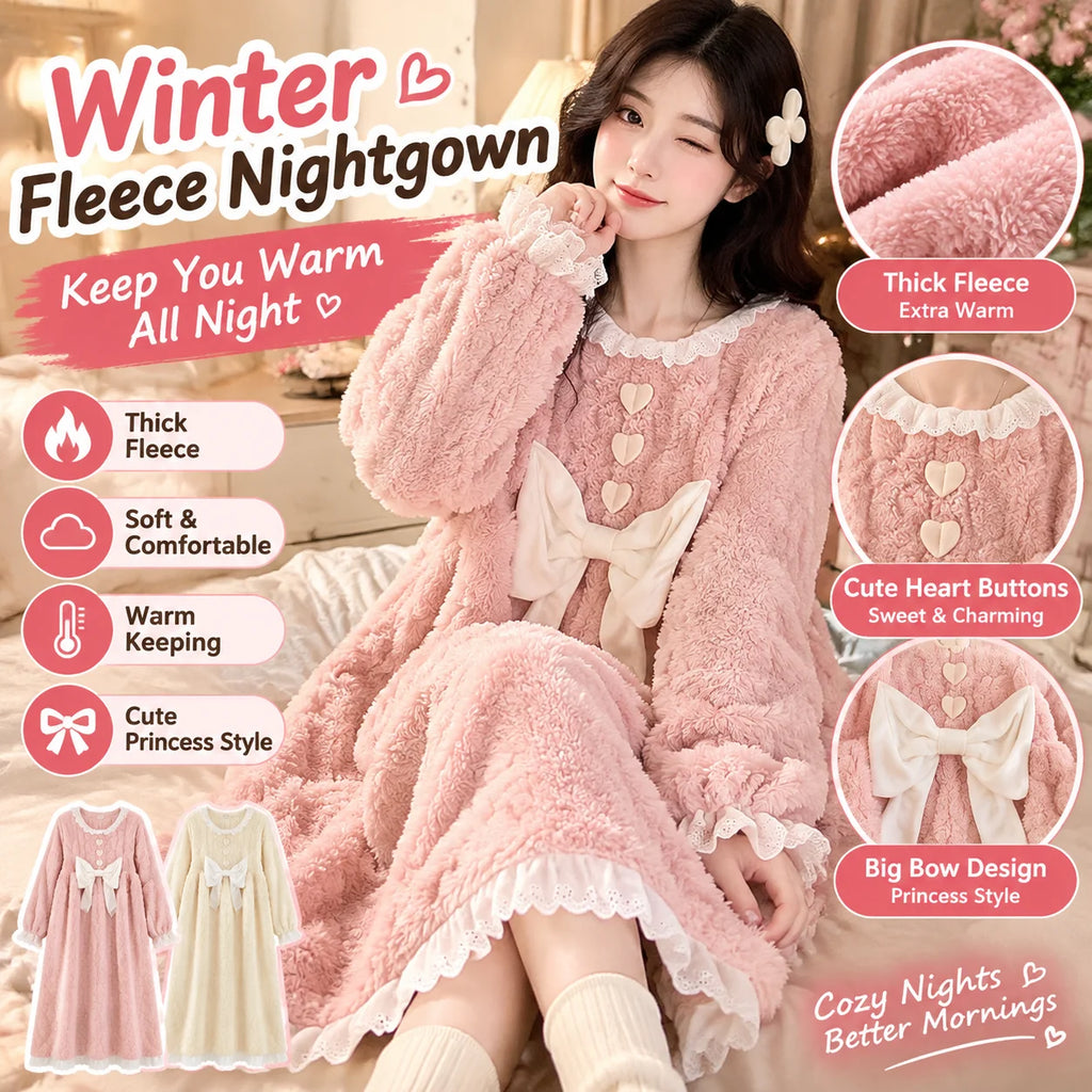 Women's Thickened Coral Fleece Sleep Dress – Warm Winter Nightgown Women's Nightgown PLUSH