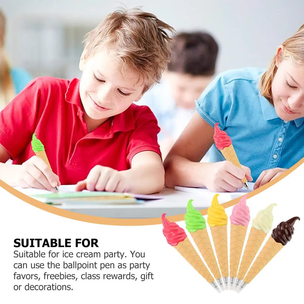 6pcs Ice Cream Shaped Ballpoint Pens | Novelty Stationery Set Novelty Ballpoint Pens PLUSH