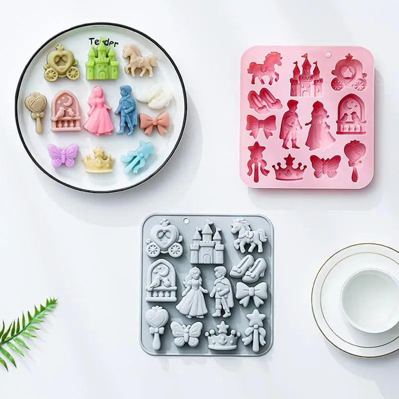 12-Cavity Princess Castle Silicone Mold – Fondant & Chocolate Silicone Baking Mold PLUSH