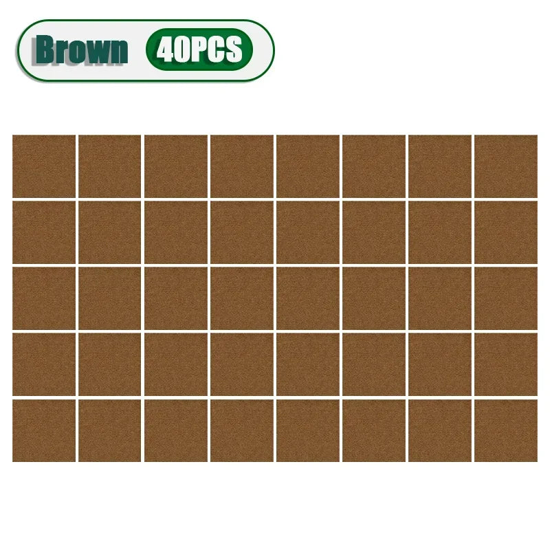 50pcs Peel & Stick Carpet Tiles 30x30cm – DIY Floor Mats Peel & Stick Carpet Tiles PLUSH Brown-40PCS 30X30CM