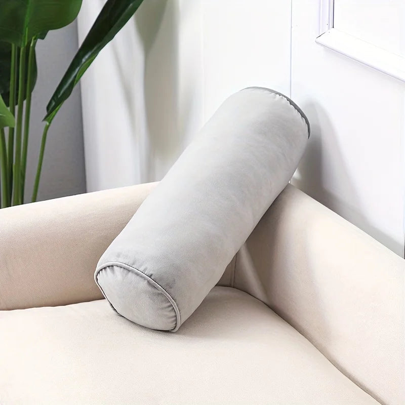 Classic Velvet Cylindrical Bolster Pillow | Soft Knit Home Decor Decorative Bolster Pillow PLUSH Gray 50x17cm