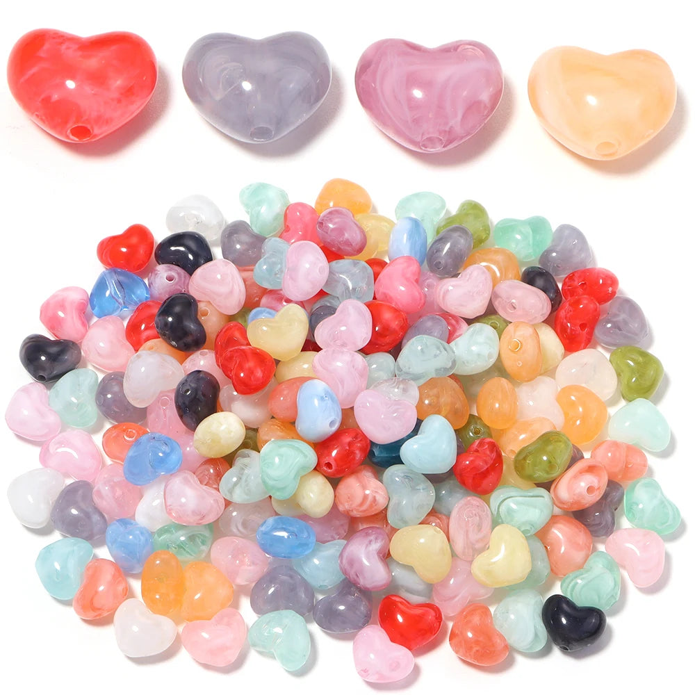 50pcs Two-Tone Heart Acrylic Spacer Beads – DIY Jewelry Acrylic Spacer Beads PLUSH