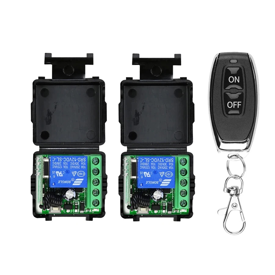 DC 12V RF 433MHz Relay Receiver Remote Control Switch Module RF Relay Receiver Module PLUSH 1 remote 2 receivers