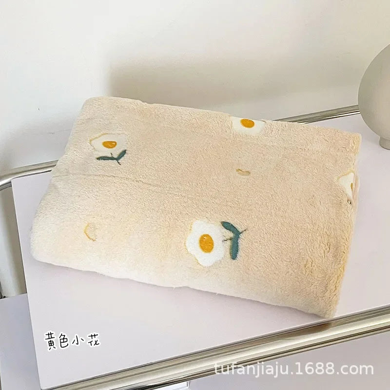 Coral Fleece Nap Blanket – Baby, Office & Dorm | Autumn Winter Coral Fleece Blanket PLUSH small yellow flower 70x100cm