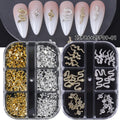 Rhinestone Snake Rivet Nail Charms – Punk Gold & Silver 2 Boxes Nail Art Charms PLUSH ZSP86 ZSP09-01