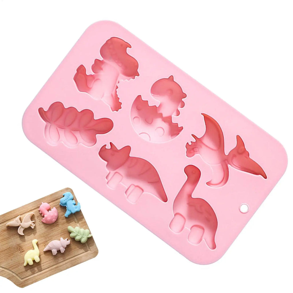 6-Cavity Dinosaur Silicone Mold – Chocolate, Candy & Cake Silicone Baking Mold PLUSH