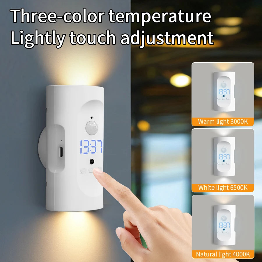 Rechargeable LED Night Light Motion Sensor Clock Projector Lamp LED Night Light PLUSH