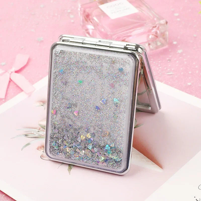Folding Double-Sided Compact Makeup Mirror – Sparkling Sand Pink Compact Makeup Mirror PLUSH 6
