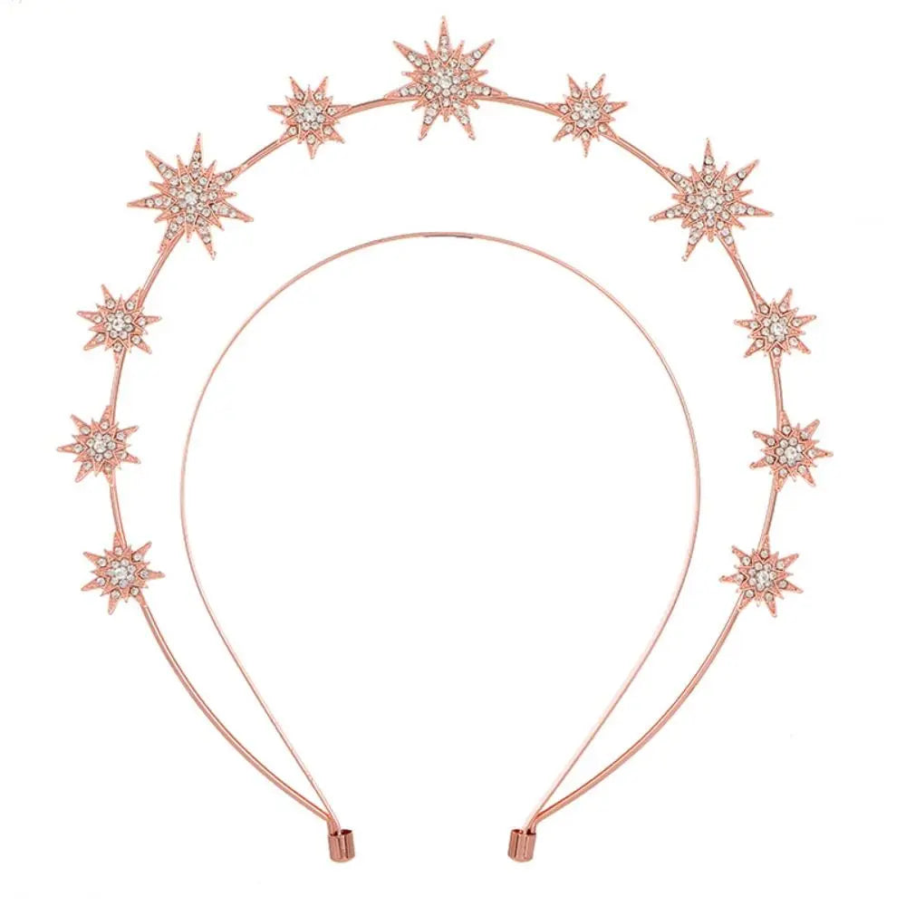 Double Layer Rhinestone Star Headband – Crystal Baroque Tiara Crystal Hair Headband PLUSH rose gold