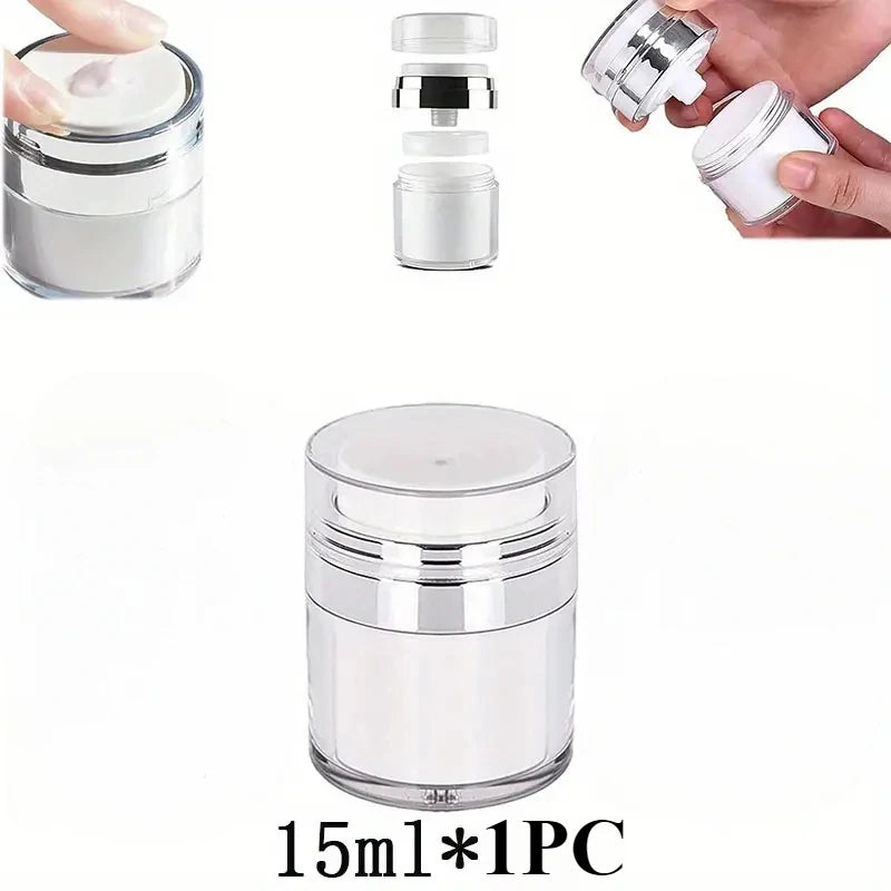 15ml Airless Pump Jar | Refillable Travel Cream Dispenser 3-Pack Travel Cosmetic Jar PLUSH 1PCS 15ML Plastic