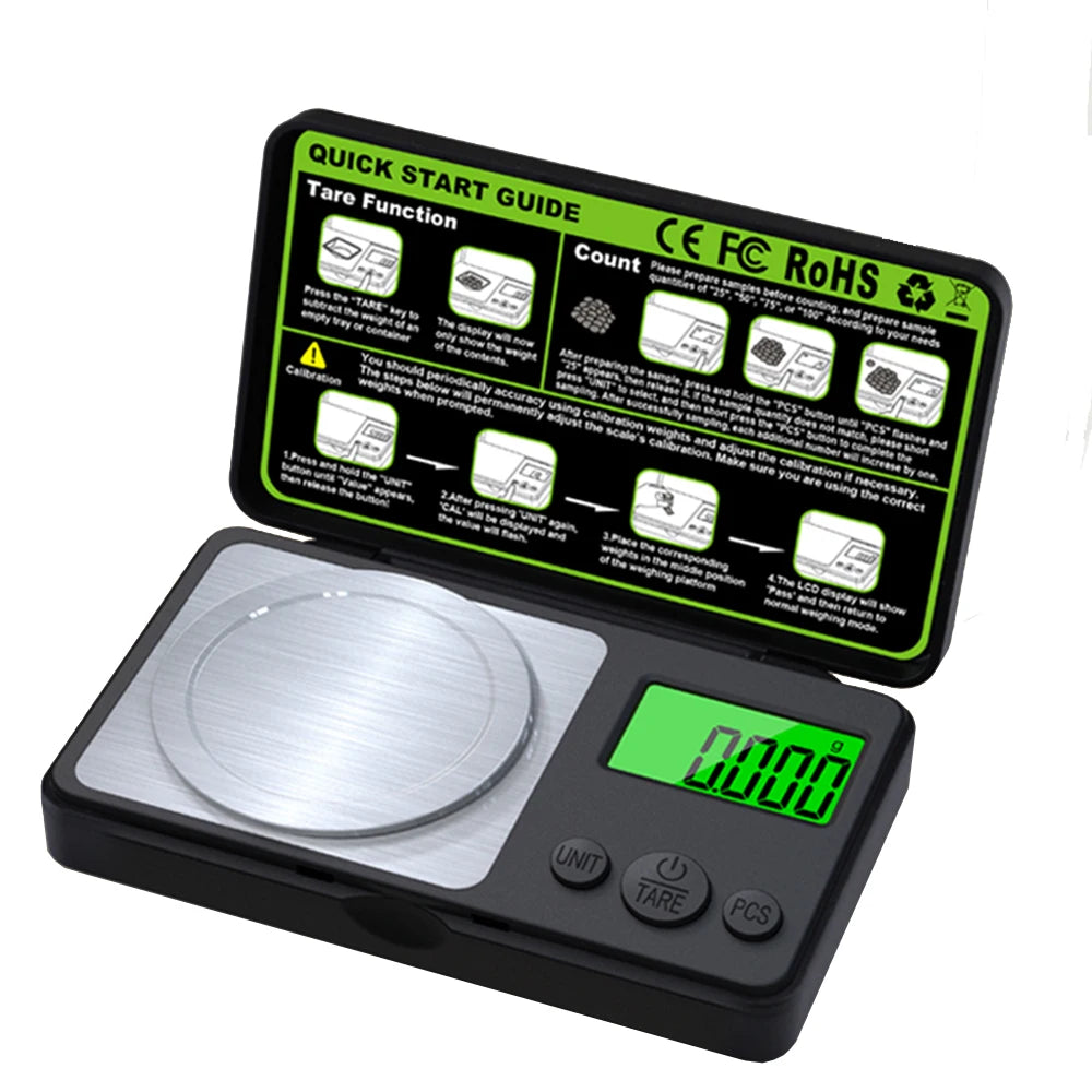 High-Precision Mini Digital Pocket Scale 50g/100g 0.001g LCD Digital Pocket Scale PLUSH Black 50g 0.001g