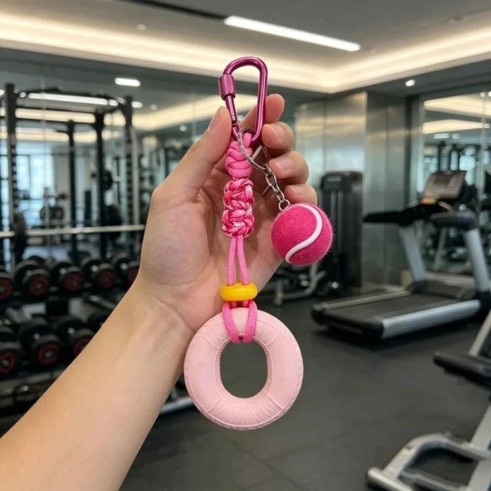 Tennis Fidget Keychain Grip Strength Trainer – Squeeze Ring Fidget Grip Keychain PLUSH Pink